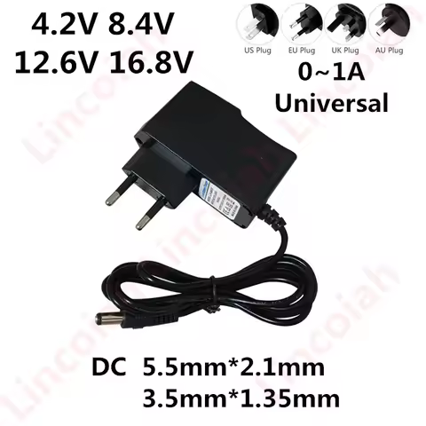 4.2V 8.4V 12.6V 16.8V 1A 1000mA 18650 Lithium Battery Charger DC 5.5MM*2.1MM 110-220V Lithium Li-ion