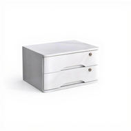 Hardwood Desktop Organizer Lockable Storage Cabinet Office and Home Countertop 2-Drawer Letter-Size 