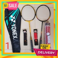 Green BOYS - Live Use Badminton Racket SET - 2 Badminton Racket+12-Pack Badminton Racket Hand Grip Badminton Racket