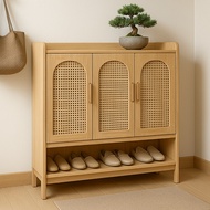 Furniture Direct ALESANA 120cm Rattan Door Shoe Cabinet-Oak
