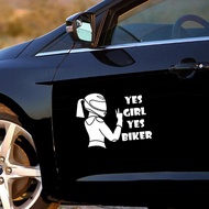  Car Stickers Yes Girl Yes Biker Vinyl Bumper Sticker - Waterproof, Self-Adhesive for Glass & Metal