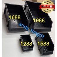 Storage Bins Box / Black Plastic Parts Bins Box- Spare Parts Storage Plastic Bin- Multi Tool Box Sto