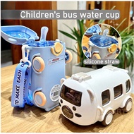 Cute 500ml Cartoon Bus Water Bottle for Kids – BPA Free Straw Bottle with Train & Bus Design, Creati