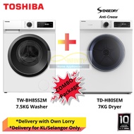 TOSHIBA TW-BH85S2M 7.5KG FRONT LOAD WASHER WASHING MACHINE + TD-H80SEM 7.0KG 7KG TUMBLE DRYER