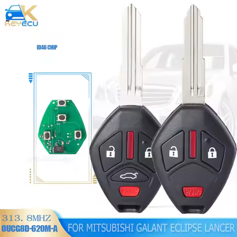 KEYECU OUCG8D-620M-A ID46 Chip 313.8Mhz Remote Key for 2007 2008 2009 2010 2011 Mitsubishi Galant Ec