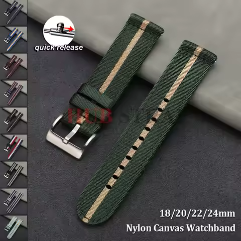 Men's Military Nylon Watch Strap for Tudor for Omega Bracelet QuickRelease Universal Canvas Smart Wa