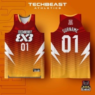 Fully sublimated basketball shirt flame 3X3 name and number for free customization