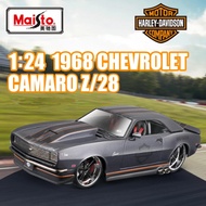 Maisto 1:24 1968 Chevrolet Camaro Z/ 28การจำลองแบบจำลองรถแข่งโลหะหล่อขึ้นรูปรถสปอร์ตโลหะคอลเลกชันโมเ
