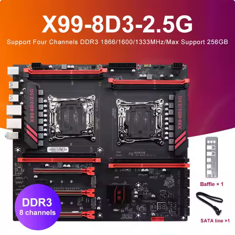 X99 Motherboard Dual CPU M.2 LGA 2011 V3 E-ATX USB3.0 SATA3 8 DIMM DDR3 Support Xeon processor slot 