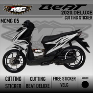 MC Cutting Sticker Beat Deluxe - Aksesoris Motor Stiker Honda Beat 2020 2021 2022 Schotlite Cutting Stiker Striping Lis Variasi Beat Deluxe / CBS / ISS / Street Hologram Laser Krom Pelangi dan Warna Solid Simple Minimalis Elegant Stylish MCMG 05