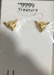 黃金純金9999時尚狐狸耳環 招桃花招人緣 重0.36錢 pure gold fox earrings
