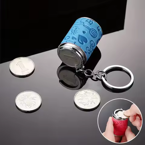 Metal Coin Tube Keychain Portable Fashionable Key Pendant Coin Bucket Coin Storage Keychain Coin Ban