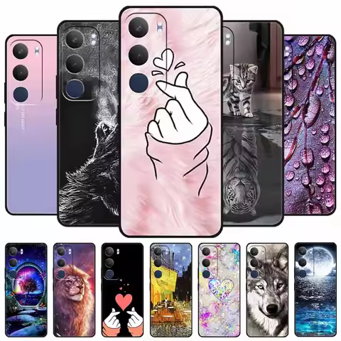 For Vivo Y29 5G Case V2420 Cartoon Wolf Tiger Soft Silicone Cover TPU Phone Case for Vivo Y29 5G Bum