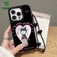 TOOSCI Fashion Girls Love Myself Mirror Phone Case + Chain For Samsung A23 F23 A24 A25 Samsung A31 A