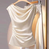 Cross-border European and American Style Elegant Mature Satin Shirt 2025 Summer French style high-en