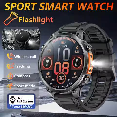 The 2025 new smart watch is equipped with a strong flashlight, supports Bluetooth calls, 1.7-inch HD