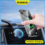 Baseus C02 Pro Magnetic Holder 15W Wireless Charge Car Mount Foldable Support Stand for Center Console Dashboard for Wireless Charging Mobile Phones
