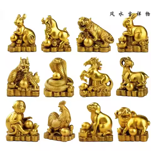 TOP COOL Asia home propitious Ornament The 12 Chinese Zodiacs cow tiger dragon snake horse monkey do