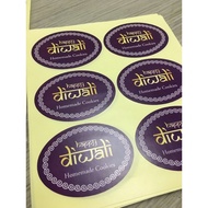 Happy Diwali Deepavali Purple Oval 15/24/35pc Stickers Personalised