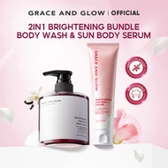 Grace and Glow 2in1 Bundle Brightening Solution Body Wash +  Brightening Sun Body Serum Shower Gel L