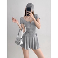 PQ22- Flared Zip skirt set (with protective pants) to flatter your figure from 42-52kg