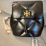 （售出）TORY BURCH Kira 菱格紋縫線迷你轉釦後背包 黑色