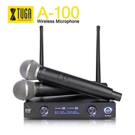 XTUGA audio A-100 2 Channel Cordless Microphone System UHF Wireless Karaoke Microphone System 2 Mic