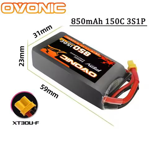 1-2Pcs OVONIC 850mAh 150C 11.1V Lipo Battery With XT30 Plug For RC Helicopter Quadcopter FPV Racing 