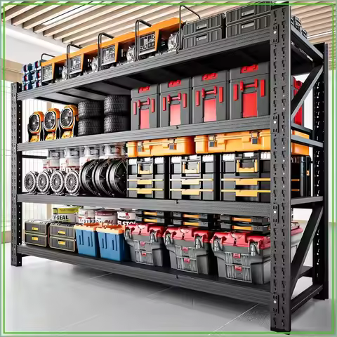 5000LBS Garage Shelving, 71"W Heavy Duty Metal Adjustable Storage Shelves, 71"W x 24"D x 70"H, Black