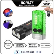 BORUiT V10 keychain flashlight 1000LM flashlight 365nm  UV ultraviolet Type-C rechargeable fluoresce