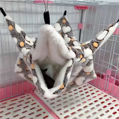 Winter Warm Double-layer Hammock Squirrel Sleeping Bag Small Pet Hanging Hammock Rat Hamster Ferret 