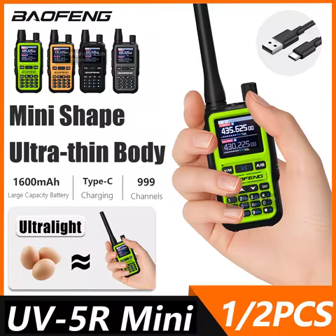 1/2/4PCS Baofeng 5R Mini Walkie Talkie AM FM Versatile Phone APP Bluetooth Programming UHF VHF Type-