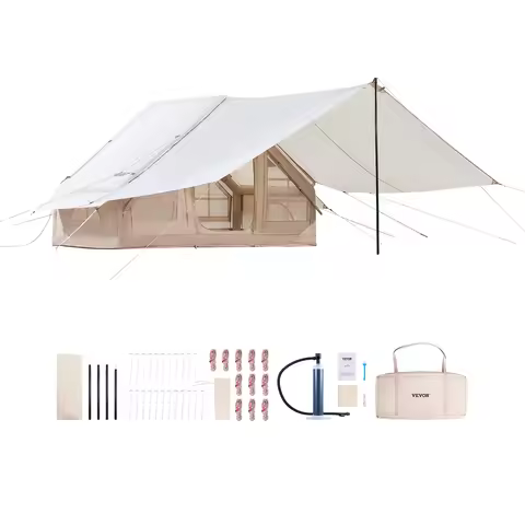 SucceBuy Inflatable Tents for Camp 3-5 Person Easy Setup Blow up Tent with Hand Pump 300D Oxford Ten