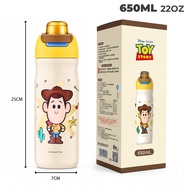 HoneyLion - Disney Toy Story แก้วน้ำเด็ก 650ml สแตนเลส316 ฝาเด้งพร้อมหลอด กันรั่ว ลาย Woody Buzz Jes
