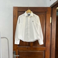 KEMEJA [SM for Woman] Polo Ralph Lauren 'Barcode' Cotton Long Sleeve Fitted Shirt - Pure WhitelI Vin