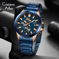 Jam Tangan Pria CRISTIANO AILLEN 8892 Rantai Blue Chrono Aktif Origina