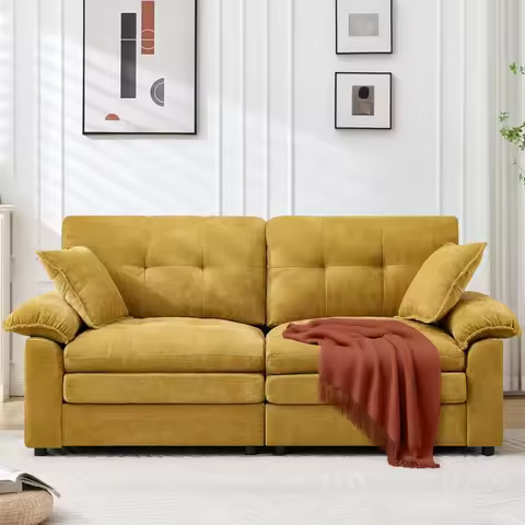 Modern 84 Loveseat Sofa: Double-Layer Cloud Cushion for Deep Seating Comfort in Living Rooms - Durab