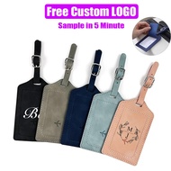 Free Custom Logo Luggage Tag Soft Leather Suitcase Checked Information Tag Backpack Tag Fashion Boar