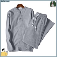 ksifwvbn Men Regular Fit Pants Suit Round Neck Men Tracksuit Mens 2-piece Suit Set with Beaded Draws