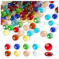 (THPE) Mini Glass Gems Mixed Colour Mancala Stones Flat Bottom Marble Beads for Home Decorative Art 