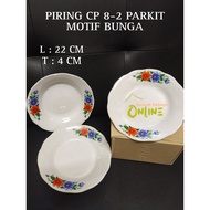 CP 8-2 PARAKIT GLASS DINNER PLATE WITH FLOWER MOTIF NEW PRODUCT