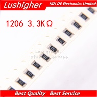 100PCS 1206 SMD Resistor 5% 3.3K Ohm 332 3.3Kohm