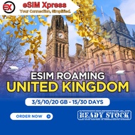 eSIM United Kingdom UK 3/5/10/20 GB Data | 15/30 Days | eSIM Roaming | eSIM Travel | eSIM Inggris