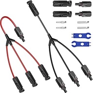 Solar Connectors Y Branch Parallel Adapter,1 to 3 Splitter Cable Wire Plug Tool Kit Solar Panel Cabl