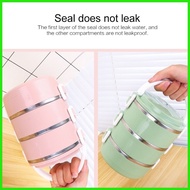 ▧ ♞ Baunan Stackable Thermal Lunch Box Portable Stainless Bento Box Insulated Round Lunch Box Picni