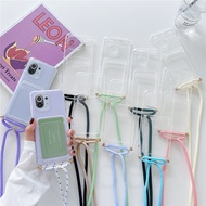 Crossbody Lanyard Rope Strap Card Holder Transparent Phone Case For Samsung S21FE S20FE S22 S21 S20 S10 S9 S8 PLUS S22 S30 S20 UNTRA M01 M11 M20 M21 M30S M31 M31S M40 A60 M51 M60S M62 F62 J2 J7 PRIME NOTE 20 UNTRA 10 PRO 9 8 Clear Back Cover