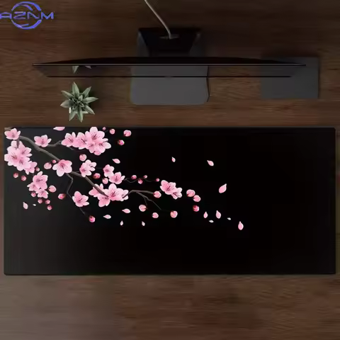 Cherry Blossom Design Black Large Mouse Pad Desk Mat Non-Slip Durable Office Accessories Gaming Mous