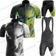 [PROMOTION] Popular Wolf Cycling Jersey Set Summer Retro Cycling Clothing Men Road Bike Shirt Suit Bicycle Pants MTB Uniform