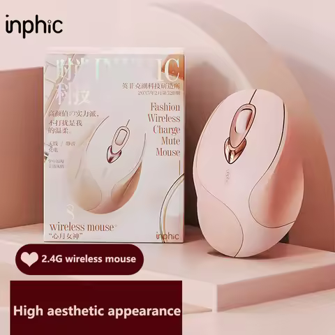 Inphic Rechargeable Wireless Mouse Ergonomics Office Mute Mouse Suitable for Laptops and Desktop Com