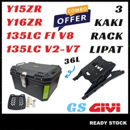 GS 36L Top Box Motor Kotak+Givi Adjustable Rack Lipat 135LC V2-V7 Fi V8 Y15ZR Y16ZR Accessories